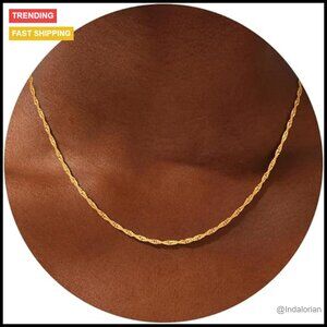 Sterling Silver Wave Chain Necklace, 16/18/20/22 Inch Lengths